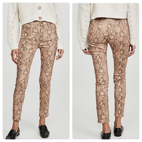 - NWT Frame Le High Skinny Crop in Coated Python - Picture 1 of 6